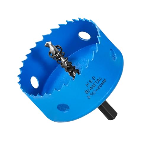 HYCHIKA Lochsäge 80mm, Bimetall Lochfräse aus Schnellarbeitsstahl HSS für Metall, Aluminum, Plaster, Edelstahl, Kunststoff, Holz, Gips uvm, mit Trennbar Bohrer und Inbusschlüssel von HYCHIKA BETTER TOOLS FOR BETTER LIFE