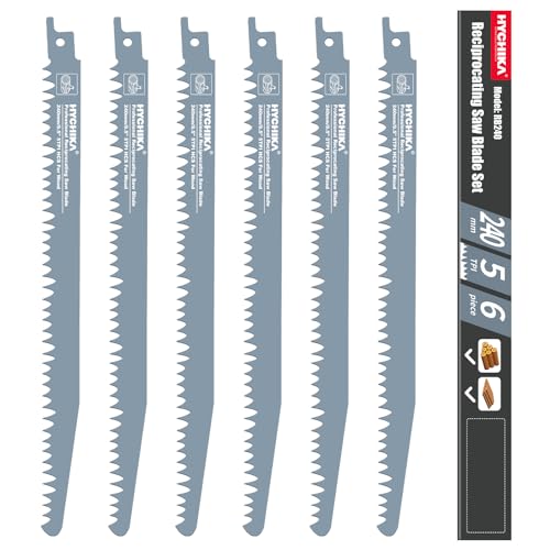 HYCHIKA Säbelsägeblätter 240 mm, 6tlg CRV Sägeblatt für Holz, Kunststoff & Plastik Schneiden - Säbelsäge für Holzschnitt HYCHIKA Säbelsägeblätter 240 mm, 6tlg CRV Sägeblatt für Holz, Kunststoff & Plastik Schneiden - Säbelsäge für Holzschnitt von HYCHIKA BETTER TOOLS FOR BETTER LIFE