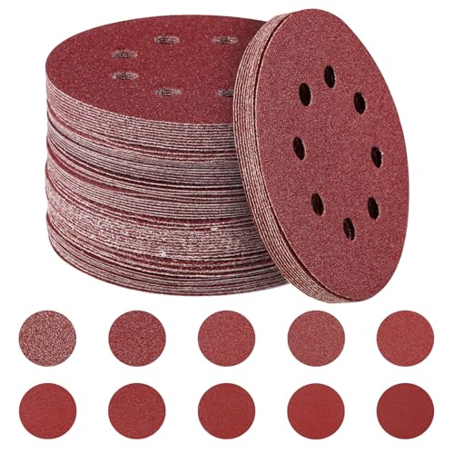 HYCHIKA Schleifpapier 125mm Klett, 100 Stück Mit Körnung 40/60/80/100/120/150/180/240/320/400, 8 Loch Schleifscheiben 125mm Klett für Exzenterschleifer HYCHIKA Schleifpapier 125mm Klett, 100 Stück Mit Körnung 40/60/80/100/120/150/180/240/320/400, 8 Loch Schleifscheiben 125mm Klett für Exzenterschleifer von HYCHIKA BETTER TOOLS FOR BETTER LIFE
