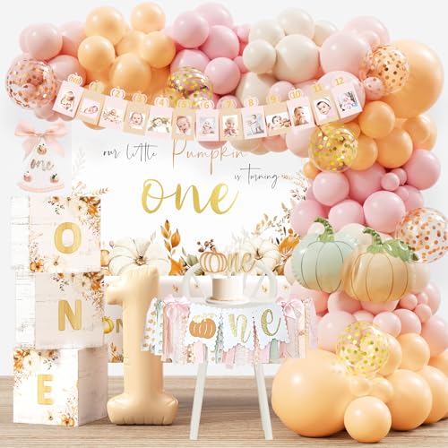 Kleiner Kürbis zum 1. Geburtstag, Party-Dekoration, Kürbis-Dekoration für den ersten Geburtstag, unser kleiner Kürbis wird eine Dekoration für Herbst, Halloween, Erntedankfest, 1. Geburtstag von HYCSANBAO