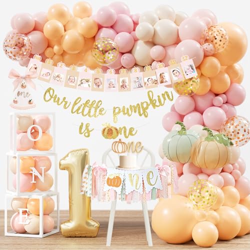 Kleiner Kürbis zum 1. Geburtstag, Partyzubehör für Mädchen, Kürbis-Dekoration für den ersten Geburtstag, unser kleiner Kürbis wird ein Dekor für Herbst, Herbst, Halloween, Erntedankfest, 1. Geburtstag von HYCSANBAO