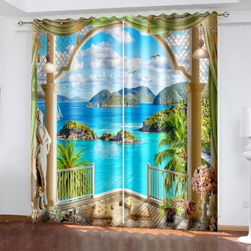 3D-gedruckte Verdunkelungsvorhänge, natürliche Landschaft, Kokosnuss, Möwe, Strand, Meer, Schattierung, Verdunkelungsfenstervorhang für Schlafzimmerdekoration WxH/2x31x63inch gardinen kinderzimmer 3D-gedruckte Verdunkelungsvorhänge, natürliche Landschaft, Kokosnuss, Möwe, Strand, Meer, Schattierung, Verdunkelungsfenstervorhang für Schlafzimmerdekoration WxH/2x31x63inch gardinen kinderzimmer von HYFBH