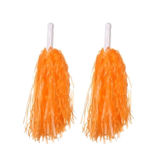 HYFEUOKF Cheerleader Bommel 1 Paar Cheerleading Cheering Flower Ball Game Pompons Dance Sports Match Supplies und Concert Decorator Pompons for Cheerleader(Handle Alloy orange) von HYFEUOKF