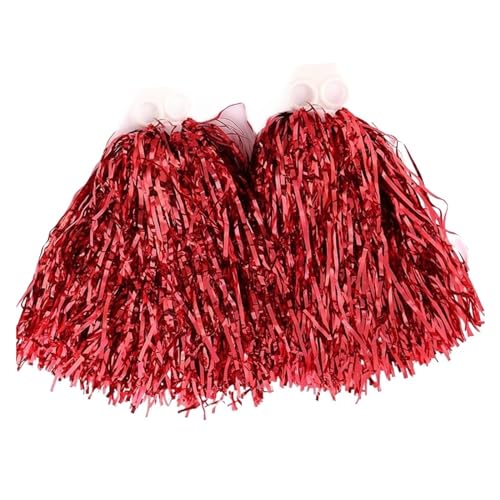 HYFEUOKF Cheerleader Bommel 1 Paar Kostüm Wettbewerb Blume Cheerleader Pompons Cheerleading Jubeln Ball Club Sport Zubehör Tanz Party Dekorateur for Cheerleader(Red Double Hole) von HYFEUOKF