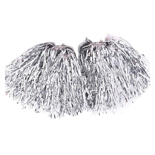 HYFEUOKF Cheerleader Bommel 1 Paar Kostüm Wettbewerb Blume Cheerleader Pompons Cheerleading Jubeln Ball Club Sport Zubehör Tanz Party Dekorateur for Cheerleader(Silver Handle) von HYFEUOKF