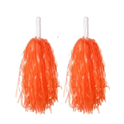 HYFEUOKF Cheerleader Bommel 14 Stück Kunststoff-Cheerleader-Pom-Pom-Mädchen-Cheer-Retanking-Requisiten, Cheerleading-Pompon-Kunststoff-Handblumen for Cheerleader(Orange,20g) von HYFEUOKF