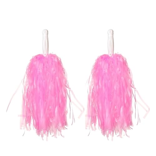 HYFEUOKF Cheerleader Bommel 14 Stück Kunststoff-Cheerleader-Pom-Pom-Mädchen-Cheer-Retanking-Requisiten, Cheerleading-Pompon-Kunststoff-Handblumen for Cheerleader(Pink,80g) von HYFEUOKF