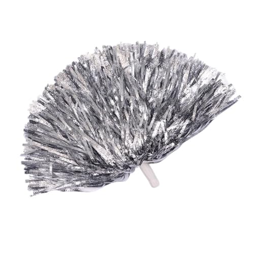 HYFEUOKF Cheerleader Bommel 2 Stück Cheerleading Cheerleader Pompon Ball Jubel Tanz Pom Pom Aerobic Sport for Cheerleader(Silver,50g) von HYFEUOKF