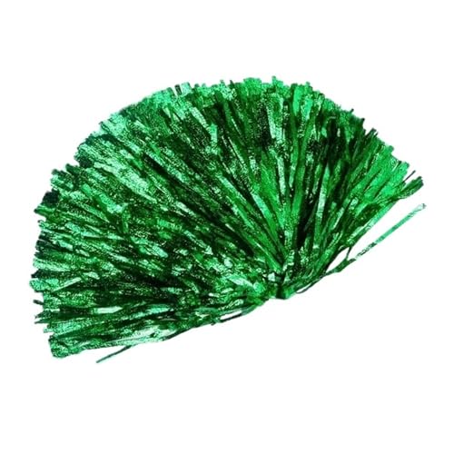 HYFEUOKF Cheerleader Bommel 2 Stück Metallic Streamer Pompons Cheerleading Cheerleader Pompom Cheering Dance for Cheerleader(Green) von HYFEUOKF