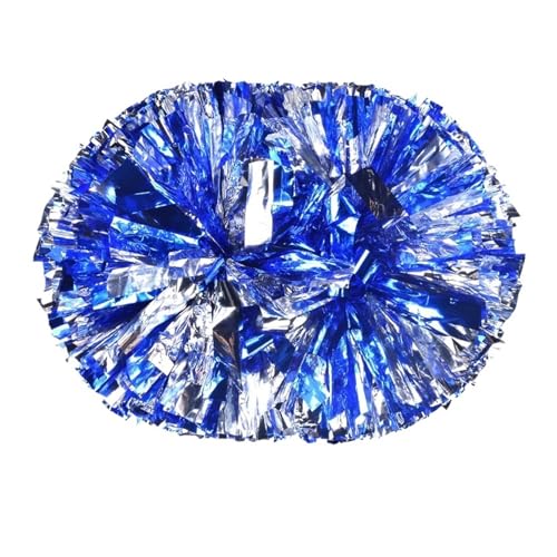HYFEUOKF Cheerleader Bommel 2 Stück PET Cheerleader Pom Pom Girl Cheering Dance Decorator Cheerleading Pompon Pompons Baton Hhandle for Cheerleader(Blue add Silver,80g) von HYFEUOKF