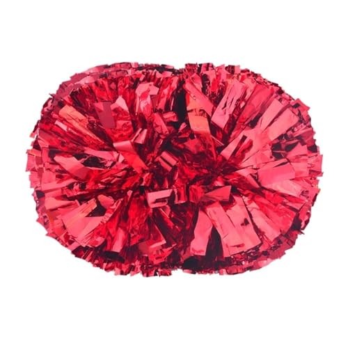 HYFEUOKF Cheerleader Bommel 2 Stück PET Cheerleader Pom Pom Girl Cheering Dance Decorator Cheerleading Pompon Pompons Baton Hhandle for Cheerleader(Red,80g) von HYFEUOKF