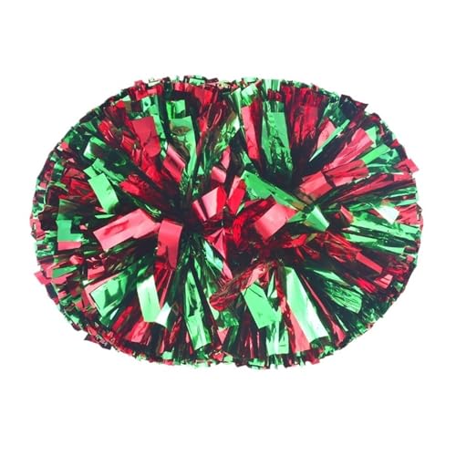HYFEUOKF Cheerleader Bommel 2 Stück PET Cheerleader Pom Pom Girl Cheering Dance Decorator Cheerleading Pompon Pompons Baton Hhandle for Cheerleader(Red add Green,100g) von HYFEUOKF