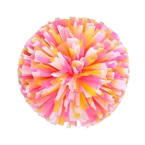 HYFEUOKF Cheerleader Bommel 2 Stück Pompons Cheerleading Cheering Flower Ball gelten for Tanzsport, Spielbedarf und Gesangskonzert for Cheerleader(Pink-Yellow) von HYFEUOKF