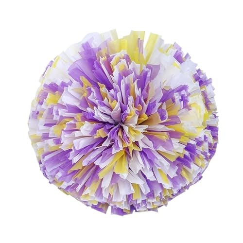 HYFEUOKF Cheerleader Bommel 2 Stück Pompons Cheerleading Cheering Flower Ball gelten for Tanzsport, Spielbedarf und Gesangskonzert for Cheerleader(Purple-Yellow) von HYFEUOKF