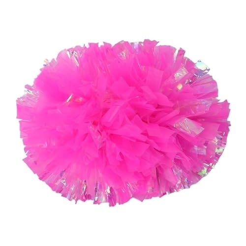 HYFEUOKF Cheerleader Bommel 2-teilige Regenbogen-Kunststoff-Cheerleader-Cheer-Retanking-Requisiten, Cheerleading-Pompon, Pompoms, Baton-Handgriff for Cheerleader(Hot pink,28cm) von HYFEUOKF