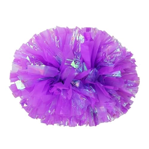 HYFEUOKF Cheerleader Bommel 2-teilige Regenbogen-Kunststoff-Cheerleader-Cheer-Retanking-Requisiten, Cheerleading-Pompon, Pompoms, Baton-Handgriff for Cheerleader(Light Purple,28cm) von HYFEUOKF