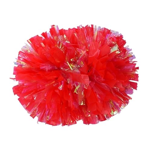 HYFEUOKF Cheerleader Bommel 2-teilige Regenbogen-Kunststoff-Cheerleader-Cheer-Retanking-Requisiten, Cheerleading-Pompon, Pompoms, Baton-Handgriff for Cheerleader(Red,32cm) von HYFEUOKF