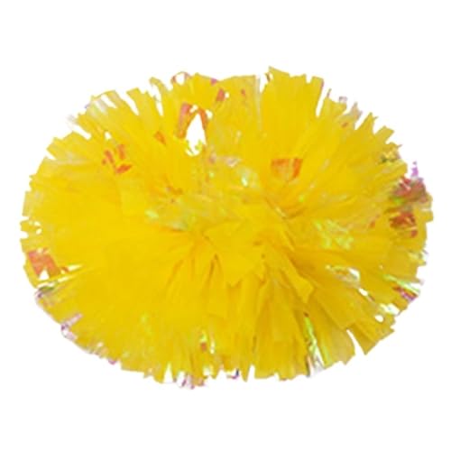 HYFEUOKF Cheerleader Bommel 2-teilige Regenbogen-Kunststoff-Cheerleader-Cheer-Retanking-Requisiten, Cheerleading-Pompon, Pompoms, Baton-Handgriff for Cheerleader(Yellow,32cm) von HYFEUOKF