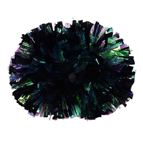 HYFEUOKF Cheerleader Bommel 22PCS Regenbogen Kunststoff Cheerleader Pom Pom Mädchen Cheer Tanken Requisiten Cheerleading Pompon Baton Hhandle Nicht Verblassen for Cheerleader(Black,32cm) von HYFEUOKF