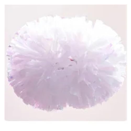 HYFEUOKF Cheerleader Bommel 22PCS Regenbogen Kunststoff Cheerleader Pom Pom Mädchen Cheer Tanken Requisiten Cheerleading Pompon Baton Hhandle Nicht Verblassen for Cheerleader(White,36cm) von HYFEUOKF