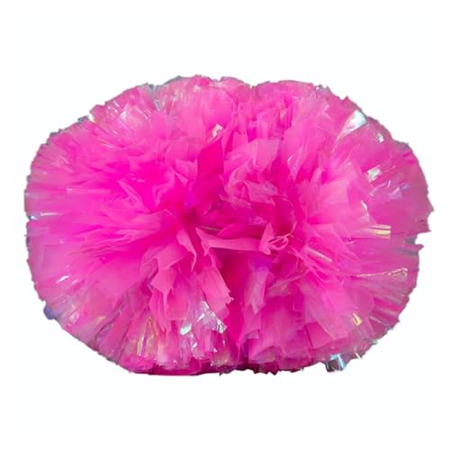 HYFEUOKF Cheerleader Bommel 2PCS Blumenball Cheerleader Pom Poms Blumenballgriff Regenbogen Bunte Tank-Requisiten for Cheerleader(Pink) von HYFEUOKF