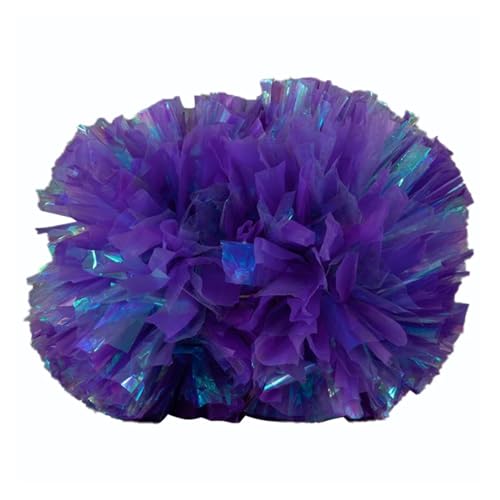 HYFEUOKF Cheerleader Bommel 2PCS Blumenball Cheerleader Pom Poms Blumenballgriff Regenbogen Bunte Tank-Requisiten for Cheerleader(Purple) von HYFEUOKF