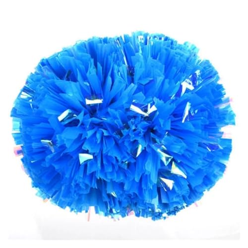 HYFEUOKF Cheerleader Bommel 2PCS Kunststoffgriff Metallic Glanz Streamer Pompons Cheerleading Jubeln Pom Pom Ball Jubeln Dance Decorator Club Sport Versorgung for Cheerleader(Blue Handle) von HYFEUOKF