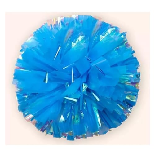 HYFEUOKF Cheerleader Bommel 2PCS Kunststoffgriff Metallic Glanz Streamer Pompons Cheerleading Jubeln Pom Pom Ball Jubeln Dance Decorator Club Sport Versorgung for Cheerleader(Blue Ring) von HYFEUOKF