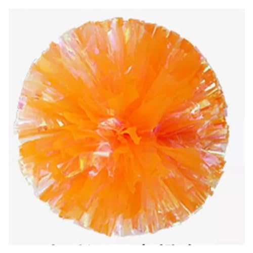 HYFEUOKF Cheerleader Bommel 2PCS Kunststoffgriff Metallic Glanz Streamer Pompons Cheerleading Jubeln Pom Pom Ball Jubeln Dance Decorator Club Sport Versorgung for Cheerleader(Orange Ring) von HYFEUOKF
