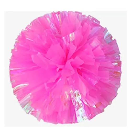 HYFEUOKF Cheerleader Bommel 2PCS Kunststoffgriff Metallic Glanz Streamer Pompons Cheerleading Jubeln Pom Pom Ball Jubeln Dance Decorator Club Sport Versorgung for Cheerleader(Pink Ring) von HYFEUOKF