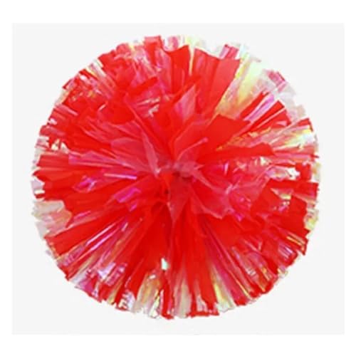 HYFEUOKF Cheerleader Bommel 2PCS Kunststoffgriff Metallic Glanz Streamer Pompons Cheerleading Jubeln Pom Pom Ball Jubeln Dance Decorator Club Sport Versorgung for Cheerleader(Red Ring) von HYFEUOKF