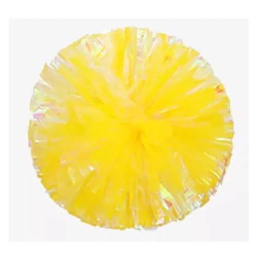 HYFEUOKF Cheerleader Bommel 2PCS Kunststoffgriff Metallic Glanz Streamer Pompons Cheerleading Jubeln Pom Pom Ball Jubeln Dance Decorator Club Sport Versorgung for Cheerleader(Yellow Ring) von HYFEUOKF