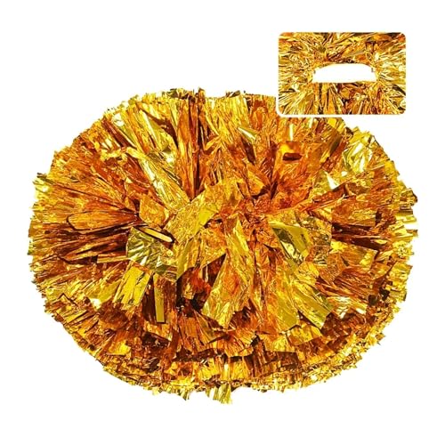 HYFEUOKF Cheerleader Bommel 2PCS Spiel Cheerleader Cheerleading Pom Poms Cheer Pom Majorettes Hand Blume Aerobic Bälle for Cheerleader(Gold) von HYFEUOKF