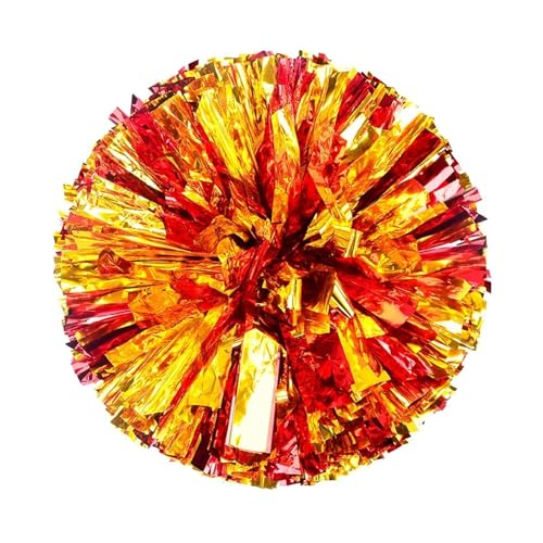 HYFEUOKF Cheerleader Bommel 2Pcs 30CM Kunststoff Doppel Loch Griff Cheerleader Pom Poms Metallic Streamer Club Sport Liefert Dance Party Club dekorateur for Cheerleader(A13) von HYFEUOKF