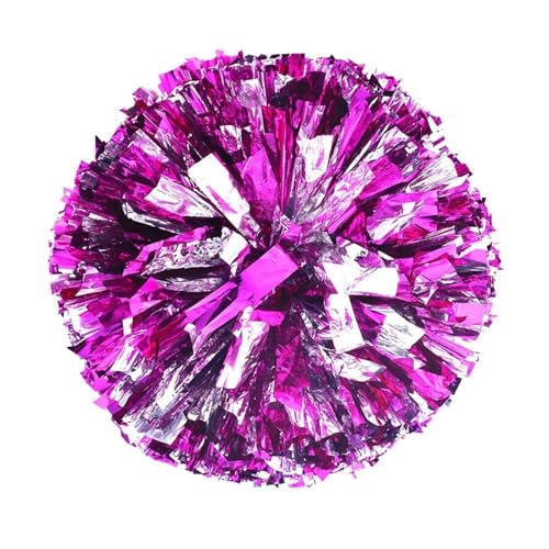 HYFEUOKF Cheerleader Bommel 2Pcs 30CM Kunststoff Doppel Loch Griff Cheerleader Pom Poms Metallic Streamer Club Sport Liefert Dance Party Club dekorateur for Cheerleader(A6) von HYFEUOKF