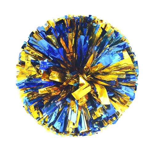HYFEUOKF Cheerleader Bommel 2Pcs 30CM Kunststoff Doppel Loch Griff Cheerleader Pom Poms Metallic Streamer Club Sport Liefert Dance Party Club dekorateur for Cheerleader(A7) von HYFEUOKF