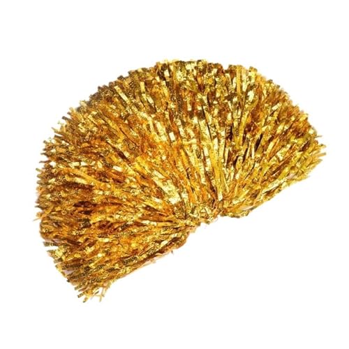 HYFEUOKF Cheerleader Bommel 4 Stück Cheerleading-Pompons for Erwachsene, lichtecht, metallische Streamer-Pompons, Cheerleader-Handblumen, tanzende Mannschaftssportarten for Cheerleader(4pcs Gold2) von HYFEUOKF