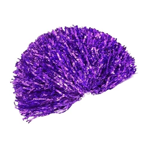 HYFEUOKF Cheerleader Bommel 4 Stück Cheerleading-Pompons for Erwachsene, lichtecht, metallische Streamer-Pompons, Cheerleader-Handblumen, tanzende Mannschaftssportarten for Cheerleader(4pcs Purple2) von HYFEUOKF