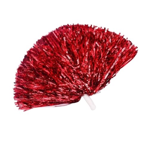 HYFEUOKF Cheerleader Bommel 4 Stück Cheerleading-Pompons for Erwachsene, lichtecht, metallische Streamer-Pompons, Cheerleader-Handblumen, tanzende Mannschaftssportarten for Cheerleader(4pcs Red1) von HYFEUOKF