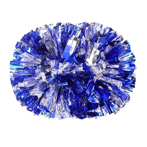 HYFEUOKF Cheerleader Bommel 6 Stück Griffstil Teamsport Pompom Cheerleading Big Match Pom Club Tanz Requisiten Blumenstrauß Spiel Jubeln Dekorateur Blume for Cheerleader(Blue Mixed Silver,30CM) von HYFEUOKF
