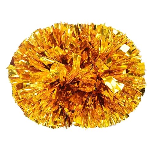 HYFEUOKF Cheerleader Bommel 6 Stück Griffstil Teamsport Pompom Cheerleading Big Match Pom Club Tanz Requisiten Blumenstrauß Spiel Jubeln Dekorateur Blume for Cheerleader(Gold,30CM) von HYFEUOKF