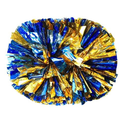 HYFEUOKF Cheerleader Bommel 6 Stück Griffstil Teamsport Pompom Cheerleading Big Match Pom Club Tanz Requisiten Blumenstrauß Spiel Jubeln Dekorateur Blume for Cheerleader(Gold Mixed Blue,30CM) von HYFEUOKF