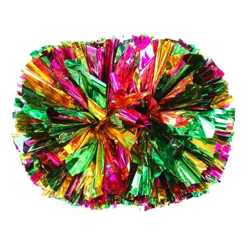 HYFEUOKF Cheerleader Bommel 6 Stück Griffstil Teamsport Pompom Cheerleading Big Match Pom Club Tanz Requisiten Blumenstrauß Spiel Jubeln Dekorateur Blume for Cheerleader(Rose Gold Silver,30CM) von HYFEUOKF