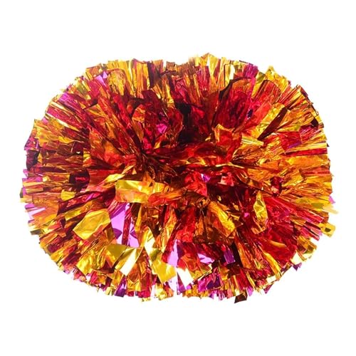 HYFEUOKF Cheerleader Bommel 6 Stück Griffstil Teamsport Pompom Cheerleading Big Match Pom Club Tanz Requisiten Blumenstrauß Spiel Jubeln Dekorateur Blume for Cheerleader(Rose Mixed Gold,30CM) von HYFEUOKF