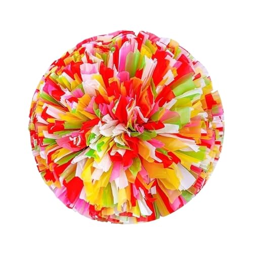 HYFEUOKF Cheerleader Bommel Ausgefallene Cheerleader-Pompons mit Doppellochgriff, Tanzparty-Dekorateur, Cheerleading-Jubelball, Sportzubehör for Cheerleader(Red-Yellow-Green) von HYFEUOKF