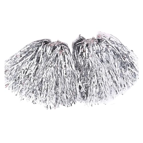 HYFEUOKF Cheerleader Bommel Griff Cheerleading Cheering Ball Club Sport Supplies Cheerleader Pompons Dance Party Decorator for Cheerleader(Silver) von HYFEUOKF