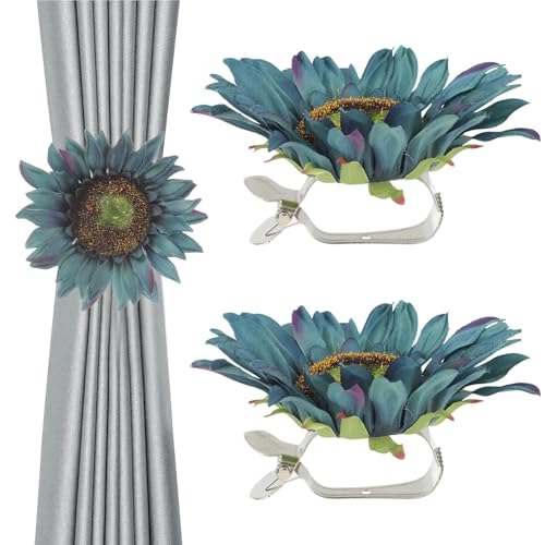 HYFEUOKF Vorhang Raffhalter Gedreht 2 Stück Gardinen-Raffhalter, Sonnenblumen-Vorhang-Clip, Kinder-Vorhang-Zubehör, Rahmen, Kinder-Sonnenblumen Fur VorhäNge(1-12x12cm) von HYFEUOKF