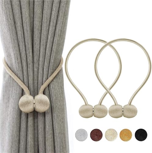 HYFEUOKF Vorhang Raffhalter Gedreht 2PCS Magnetische Vorhang Raffhalter Perle Ball Vorhang Raffhalter Vorhang Clips Holdbacks Schnalle Clips Hause Dekorative Zubehör Fur VorhäNge(Beige) von HYFEUOKF