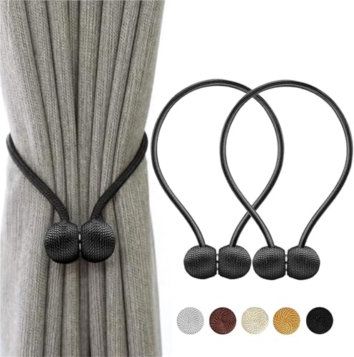 HYFEUOKF Vorhang Raffhalter Gedreht 2PCS Magnetische Vorhang Raffhalter Perle Ball Vorhang Raffhalter Vorhang Clips Holdbacks Schnalle Clips Hause Dekorative Zubehör Fur VorhäNge(Black) von HYFEUOKF