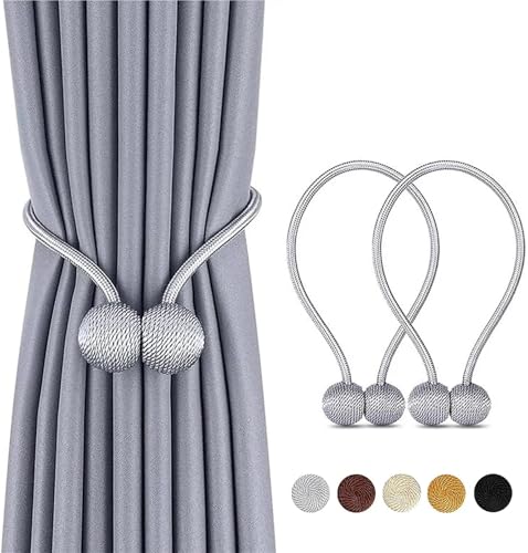 HYFEUOKF Vorhang Raffhalter Gedreht 2PCS Magnetische Vorhang Raffhalter Perle Ball Vorhang Raffhalter Vorhang Clips Holdbacks Schnalle Clips Hause Dekorative Zubehör Fur VorhäNge(Grey) von HYFEUOKF